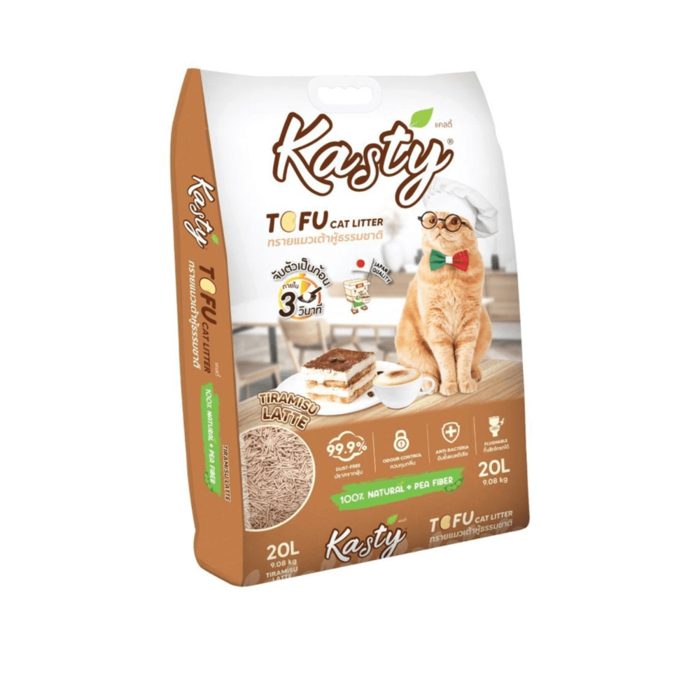 ทรายแมวเต้าหู้ kasty กลิ่นทิราเมสุ ลาเต้ ขนาด 20 ลิตร_0